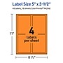 Avery Laser/Inkjet Multipurpose Rectangle Labels, 5" x 3.5", Bright Orange, 40/Pack (94256)~#|#~3D805D2F-0C94-481E-A2D5DC6233E4160C_sc7