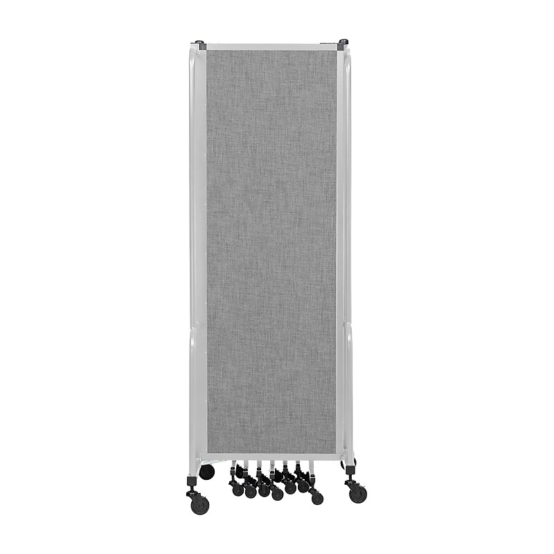 National Public Seating Robo Series 9-Panel Folding Mobile Room Divider, 72"H x 210"W, Grey Fabric (RDG6-9PT02) image 1