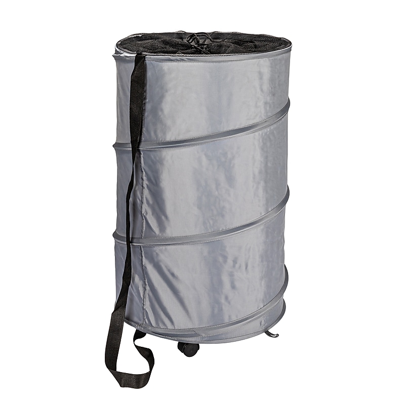 Household Essentials Collapsible Rolling Hamper, Grey (HE1091) image 1