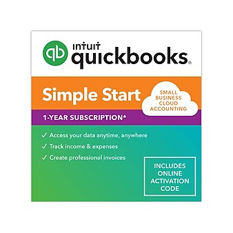 QuickBooks Simple Start for 1 User, 1-Year Subscription, Windows/Mac, Online Access (5101242)