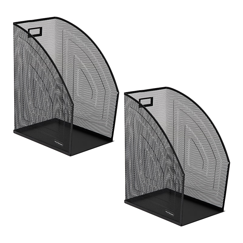 Mind Reader Vertical File Storage Desktop Organizer, Metal, Black, 2/Pack (JMAG2-BLK) image 1
