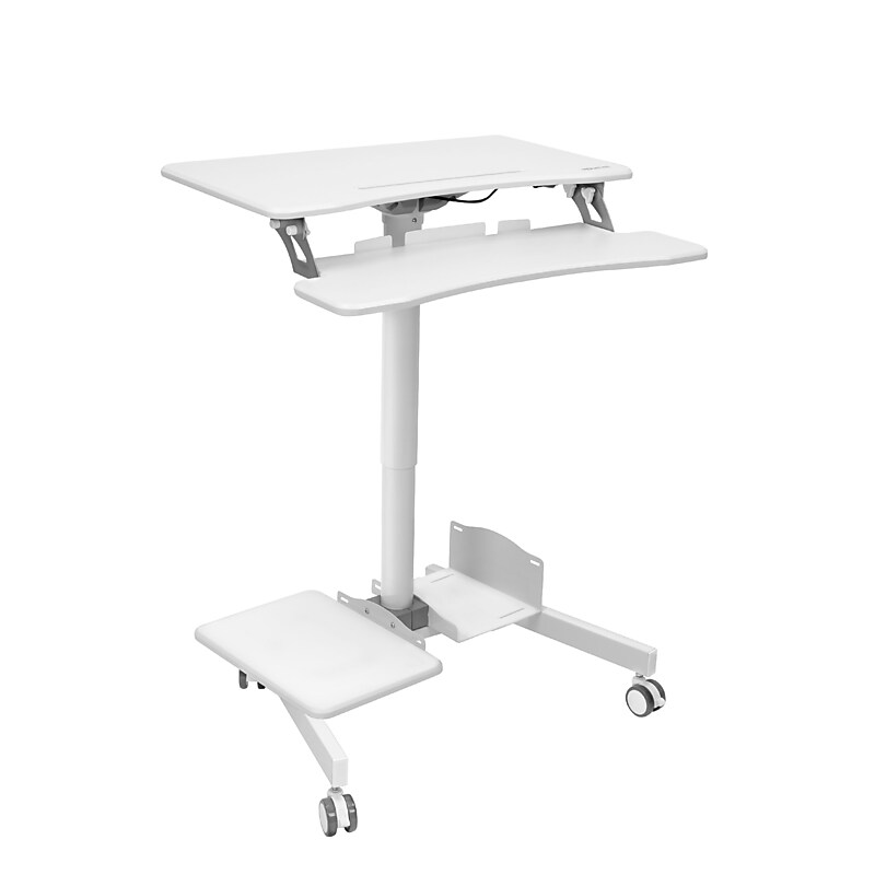 Mount-It! 28"W Adjustable Mobile Sit-Stand Computer Workstation, White (MI-7979W) image 1