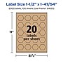 Avery Laser/Inkjet Decorative Edge Multipurpose Labels, 1-1/2" x 1-47/54", Kraft Brown, 2000 Labels/Box ( 94120)~#|#~3DA9EC73-3E95-4EFF-A2EE22DC8503E5C9_sc7