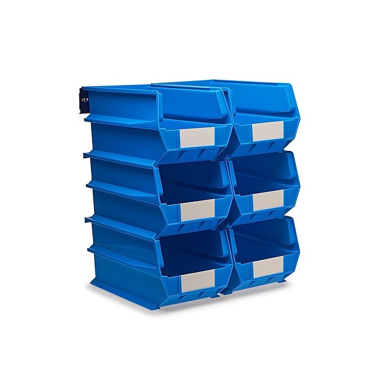 Triton Products LocBin Stackable Storage Bin, 7" x 8.25"x 14.75", Blue, 6/Pack (3-240BWS) image 1