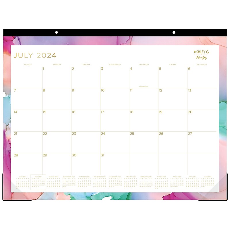 2024-2025 Blue Sky Ashley G Multicolor Smoke 22" x 17" Academic Monthly Desk Pad Calendar (148668-A25) image 1