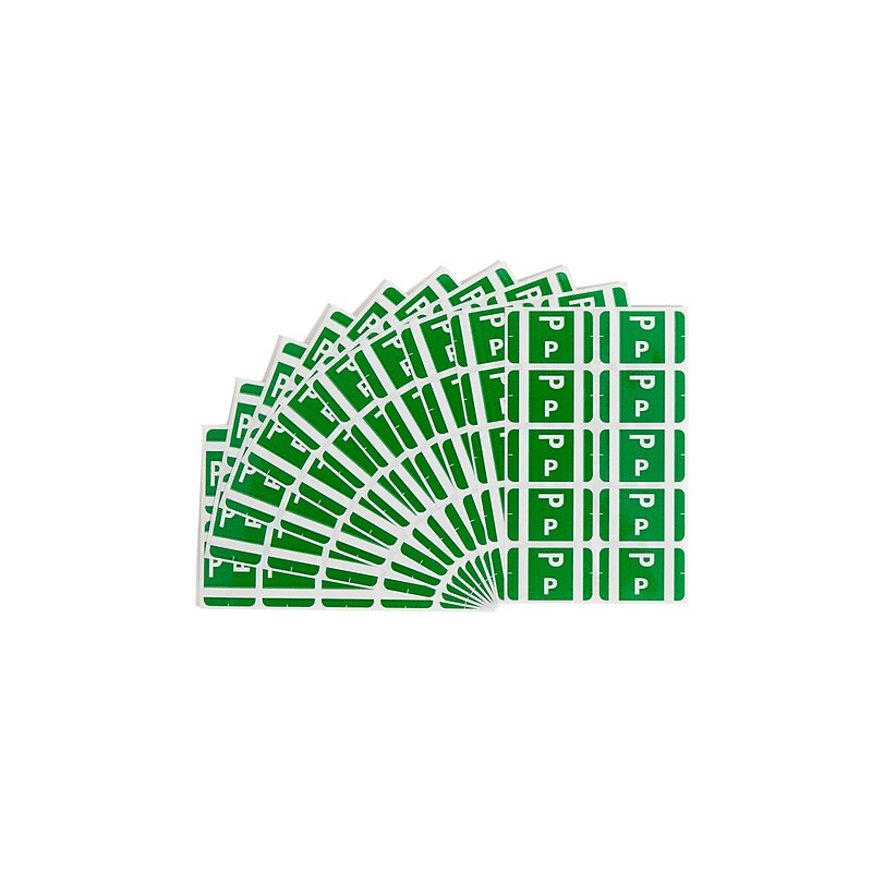 Smead® Alpha-Z Color-Coded Second Letter "P" Labels, 10 Labels Per Sheet, Dark Green, 1"H x 1 5/8"W, 100 Labels/Pk image 1