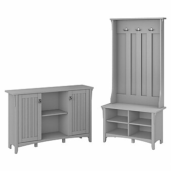 Bush Furniture Salinas Entryway Storage Set with Hall Tree, Shoe Bench and Accent Cabinet, Cape Cod Gray (SAL008CG)