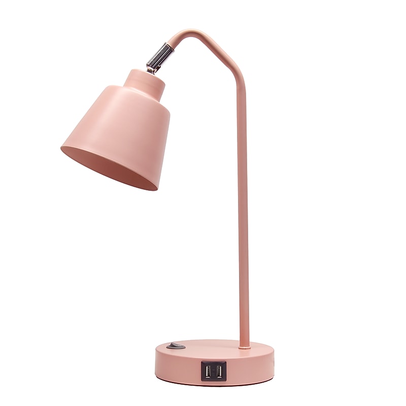 Simple Designs Sleek Essentials LED Desk Lamp, 16", with USB Ports, Blush Pink (LD1071-BPK) image 1