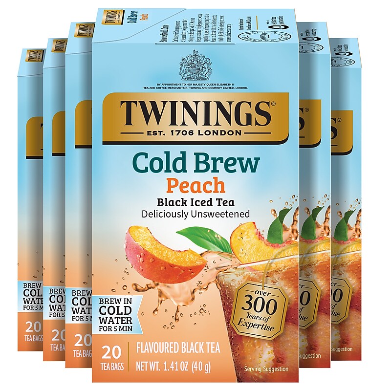 Twinings Iced Cold Brewed Peach Black Tea Bags, 20/Box (F10055) image 1