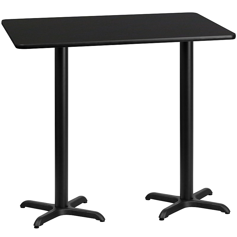 Flash Furniture Laminate Table Top with 22'' x 22'' Bar-Height Table Bases, 30'' x 60'', Black (XUBK3060T2222B) image 1