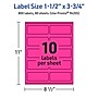 Avery Laser/Inkjet Rectangle Multipurpose Labels, 1.5" x 3.75", Neon Magenta, 800/Box (94205)~#|#~3DD82DCF-2E6D-438E-BA50D1D978A2A20F_sc7