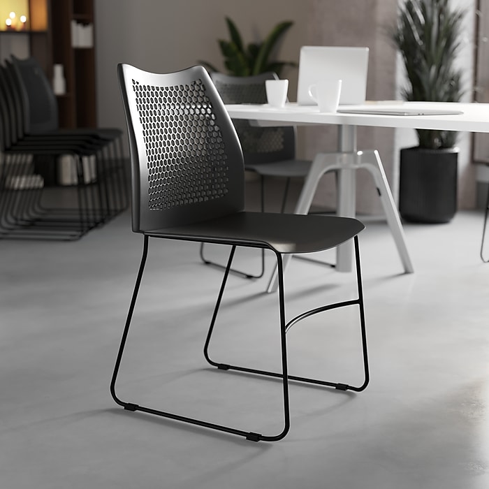 Flash Furniture HERCULES Series Plastic Stacking Chair, Black