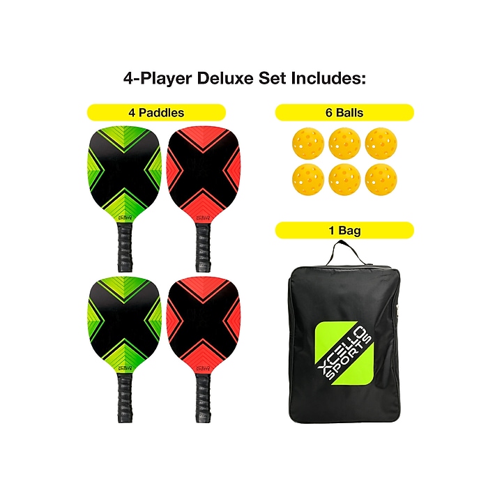 Xcello Sports Pickleball 4-Piece Racket Set, Multicolor (XS-PB-RS