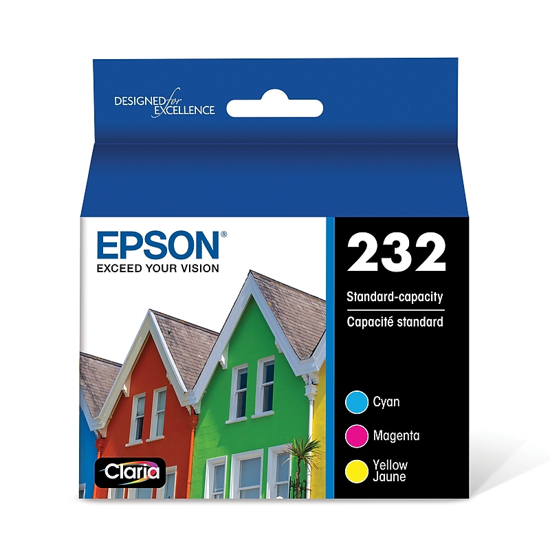 Epson 232 Cyan/Magenta/Yellow Standard Yield Ink Cartridges, 3/Pack (T232520-S) image 1