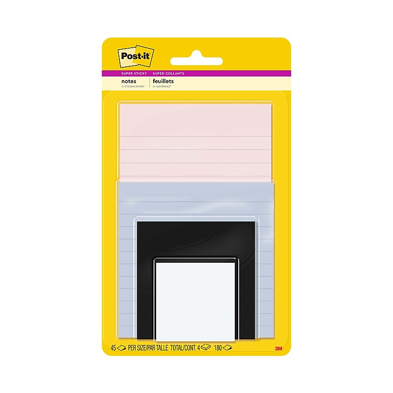 Post-it Super Sticky Notes Combo Pack, Simply Serene Collection, 45 Sheet/Pad, 4 Pads/Pack (4622-SSNE) image 1