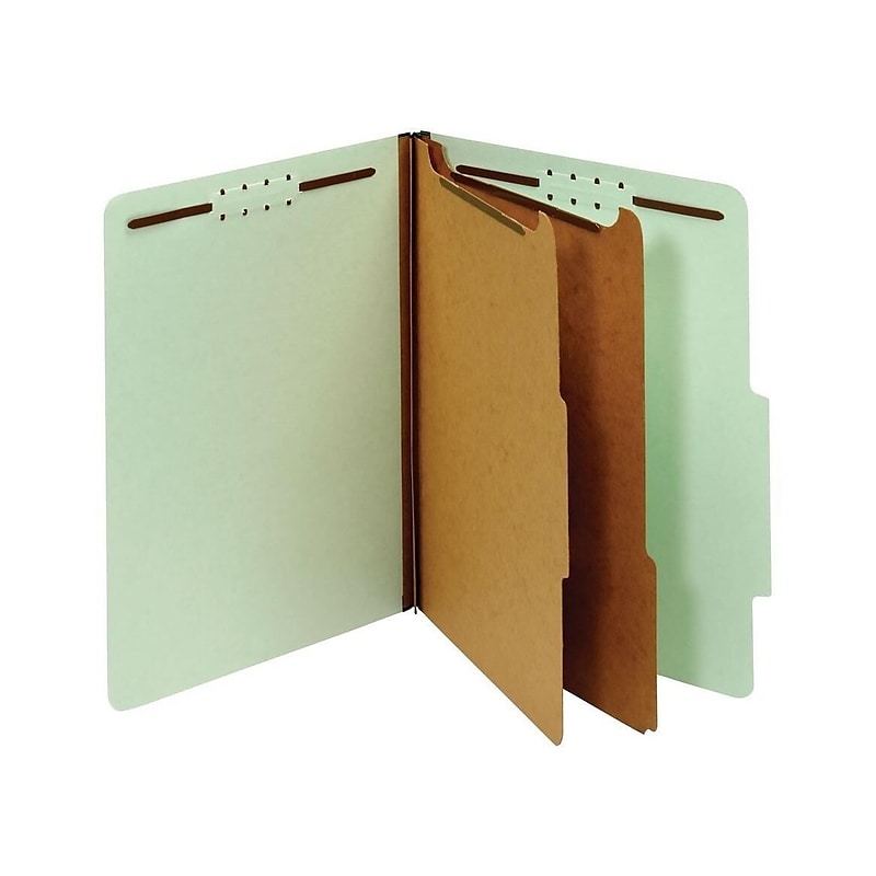 Pendaflex Pressboard Classification Folder, 2-Dividers, 2 1/2" Expansion, Letter Size, Light Green, 10/Box (24076R) image 1
