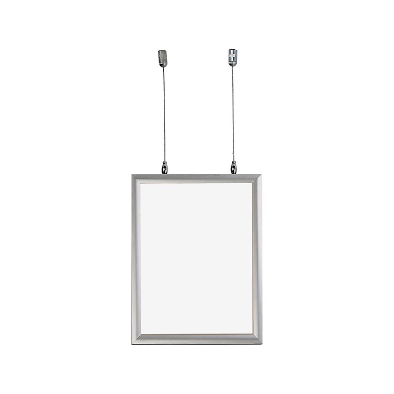 Azar Poster Holder, 8.5" x 11", Vertical, Ceiling, Silver Aluminum (300408) image 1