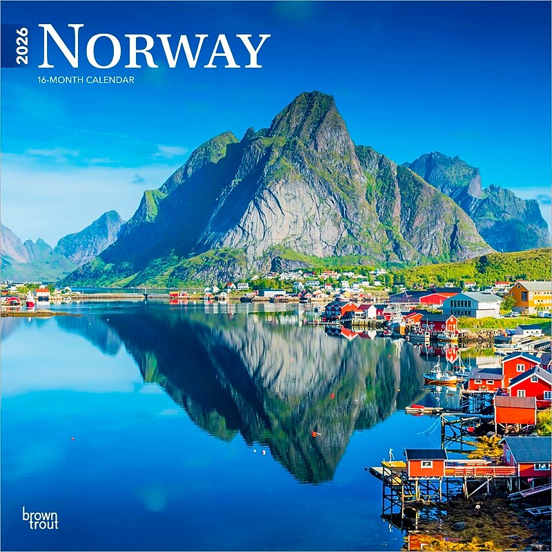 2026 BrownTrout Norway 12" x 12" Monthly Wall Calendar (9798330704934) image 1