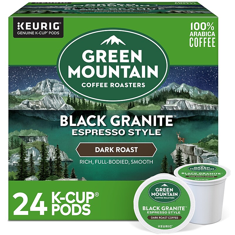 Green Mountain Black Granite Espresso Style Coffee, Dark Roast, Keurig® K-Cup® Pods, 24/Box (5000366650) image 1