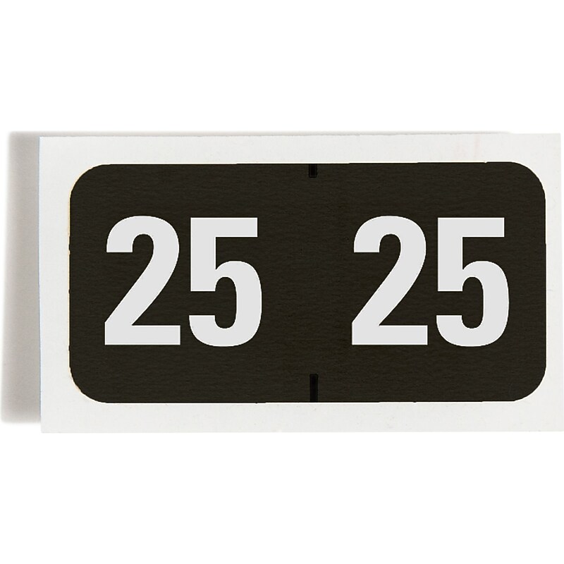 Smead "25" Color-Coded Labels, 1.5" x 0.75", Black, 500/Roll (68325) image 1