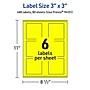 Avery Laser/Inkjet Multipurpose Square Labels, 3" x 3", Neon Yellow, 480/Box (94101)~#|#~3E1B23DE-2516-453A-8AB8CA12142F3978_sc7