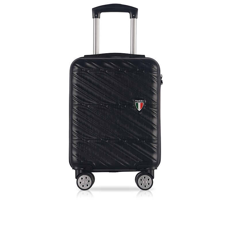TUCCI 17" Hardside Carry-On Suitcase, 4-Wheeled Spinner, TSA Checkpoint Friendly, Black (T0476-17in-BLK) image 1