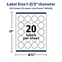 Avery Laser/Inkjet Circle Multipurpose Labels, 1.6667"  Dia, Glossy White, 500/Pack (94508)~#|#~3E3620D4-556F-45DC-9AFF0AB868531372_sc7