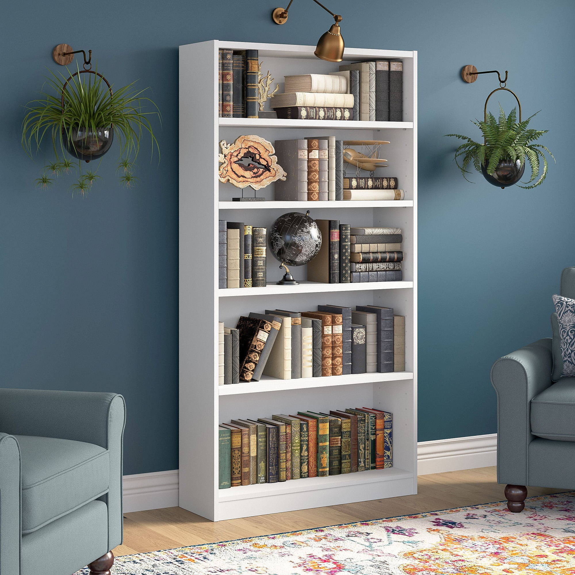Bush Furniture Universal 72″H 5-Shelf Bookcase with Adjustable Shelves, Pure White (WL12417) Sansujyuku sansujyuku.com