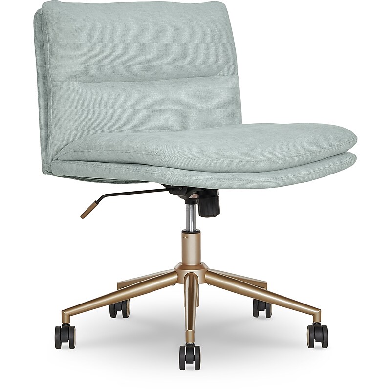 Elle Decor Ariana Armless Ergonomic Fabric Swivel Computer and Desk Chair, Mint Blue (60121-MBLU) image 1