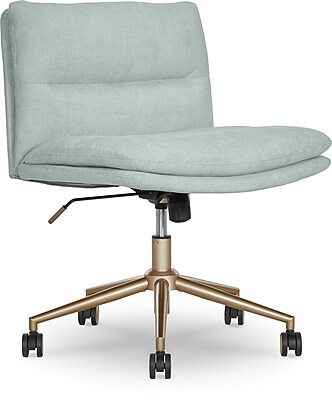 Elle Decor Ariana Criss Cross Armless Ergonomic Fabric Swivel Computer and Desk Chair, Mint Blue (60121-MBLU) Simolary simolary.com