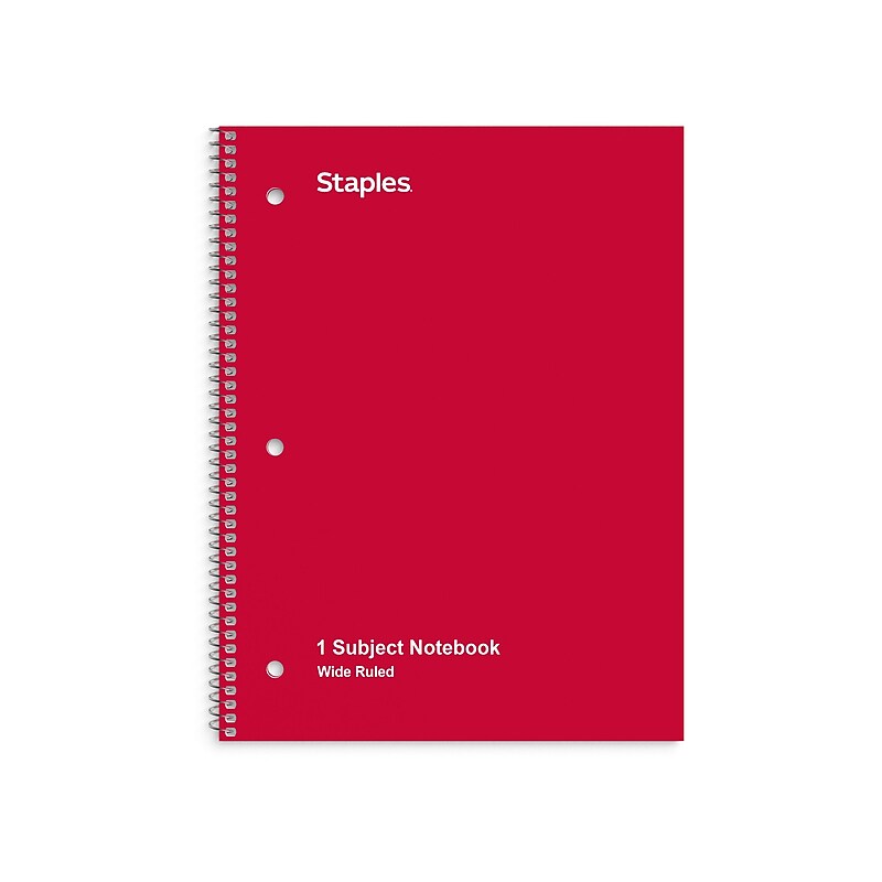 Staples® 1-Subject Notebook, 8" x 10.5", Wide Ruled, 70 Sheets, Assorted Colors (54895B/27615) image 1
