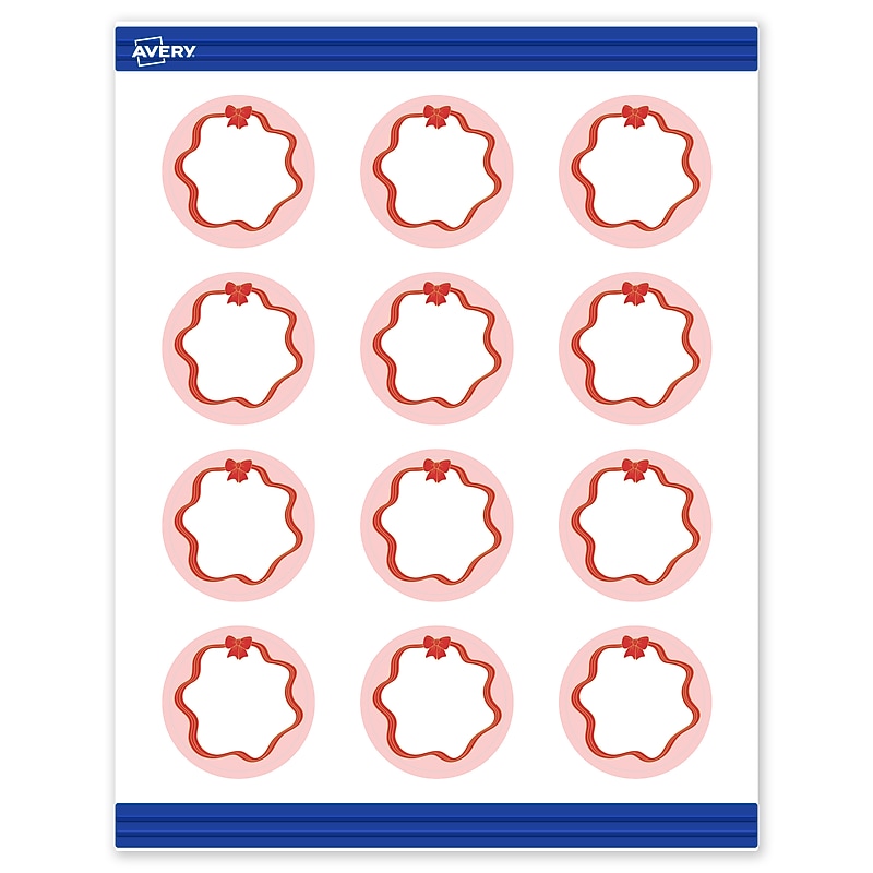 Avery Gold-Pink Bow Matte Blank Card, White, 120/Pack (S00-FFJ) image 1