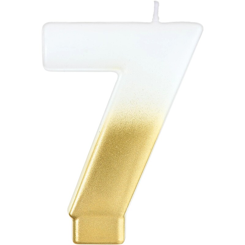 Party City Number 7 Birthday Candle, White/Gold (AM171069) image 1