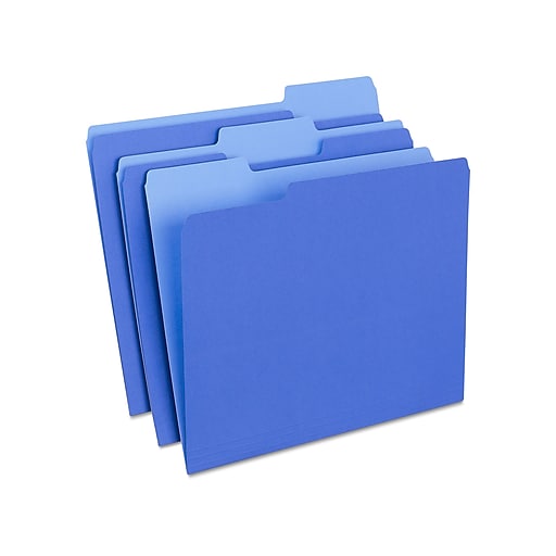 Staples File Folders, 1/3Cut Tab, Letter Size, Blue, 100/Box (ST224527