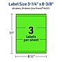 Avery Laser/Inkjet Multipurpose Rectangle Labels, 3-1/4" x 8-3/8", Neon Green, 60/Pack (94251)~#|#~3E6F7EB6-69B1-4B2F-851D8FAB153F29DA_sc7