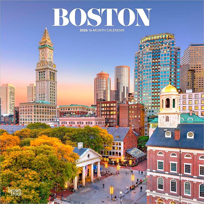2026 BrownTrout Boston 12" x 12" Monthly Wall Calendar (9798330702572) image 1