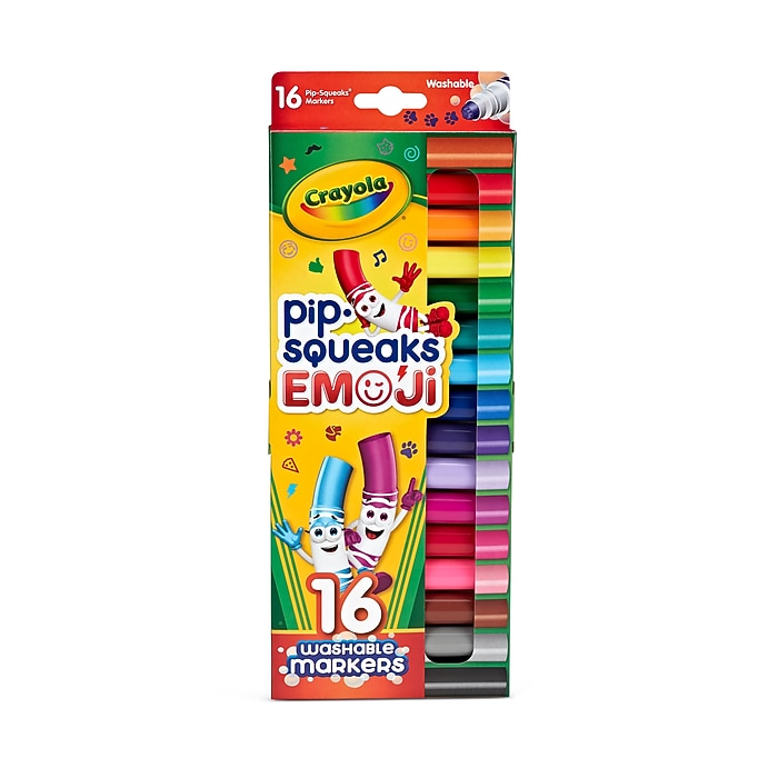 Crayola Pip Squeaks Emoji Stamper Markers, Assorted Colors, 16