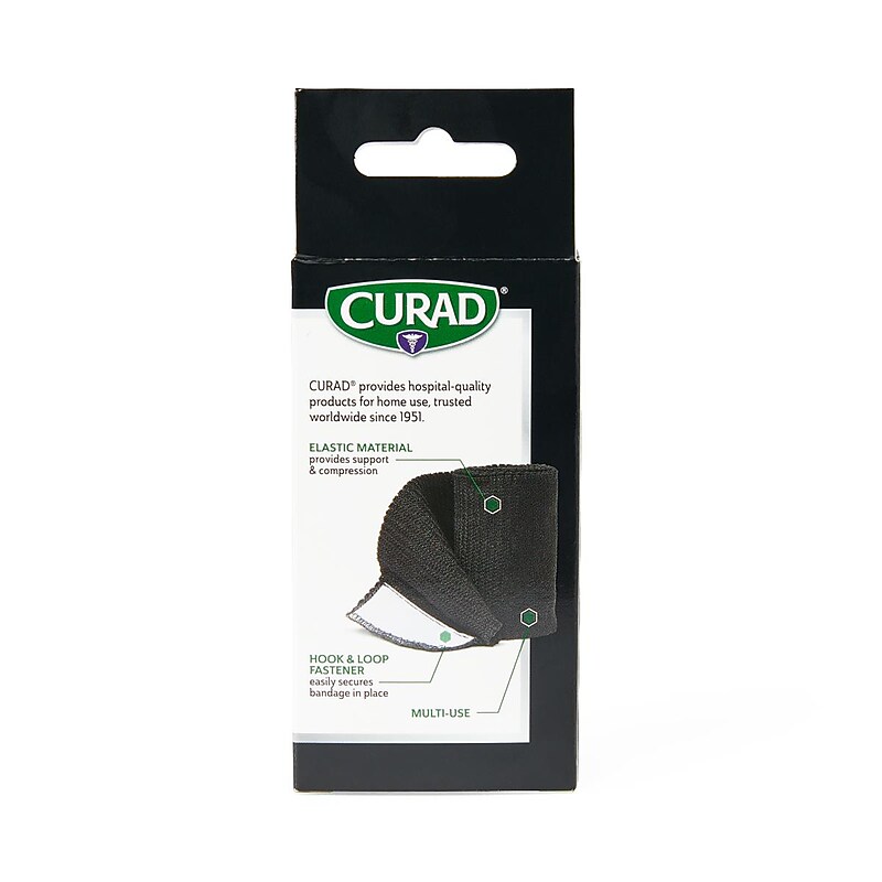 CURAD Elastic Bandage with Hook-N-Loop Closure, Black, 6" x 1.75 yds., 24/Carton (CURORT496) image 1