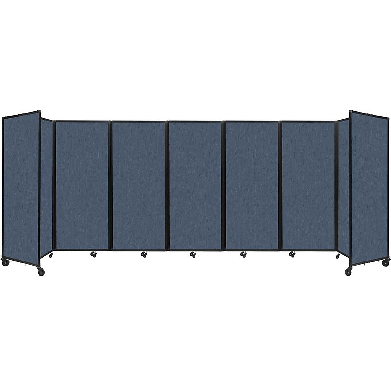 Versare The Room Divider 360 Freestanding Folding Portable Partition, 82"H x 234"W, Ocean Fabric (1182715) image 1