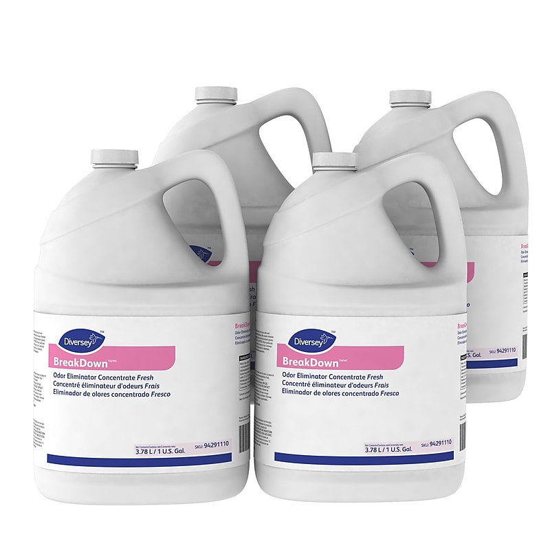 Diversey BreakDown Odor Eliminator Concentrate, Fresh, 1 Gallon, 4/Carton (94291110) image 1