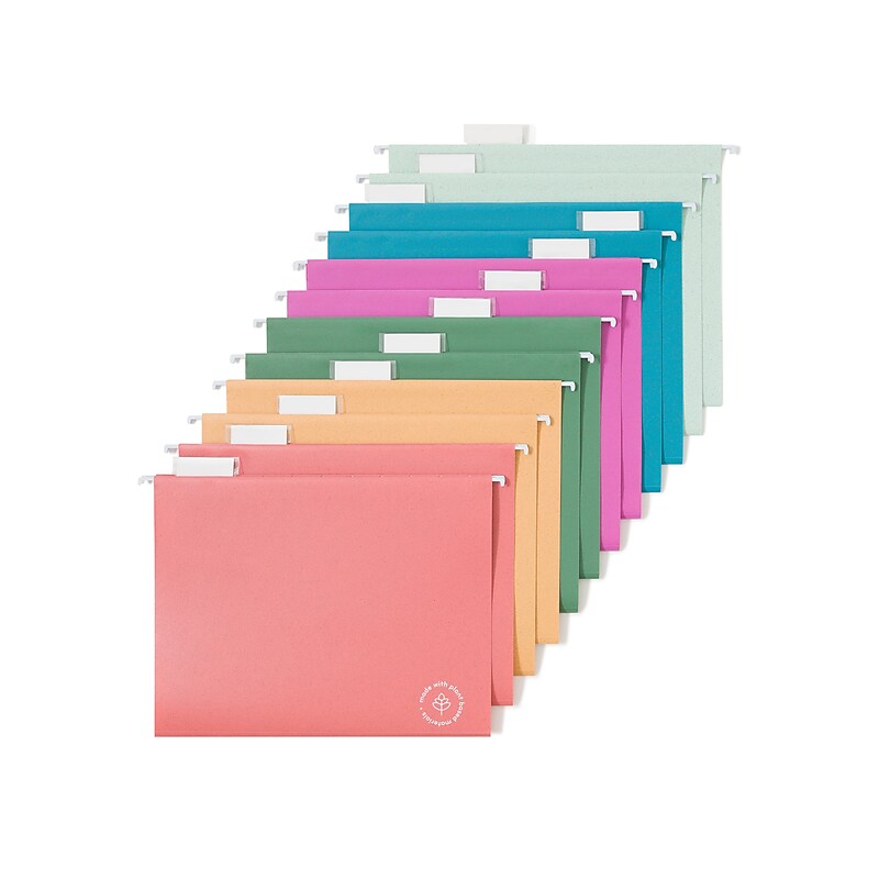 U Brands U-Eco Hanging File Folders, Letter Size, Assorted Colors, 12/Pack (6596U01-12) image 1