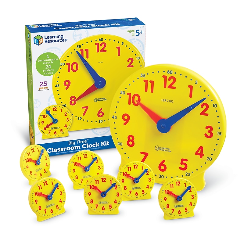 Learning Resources Classroom Clock Kit, Learning to Tell Time Manipulative, Yellow, 25 Pieces (LER2102) image 1