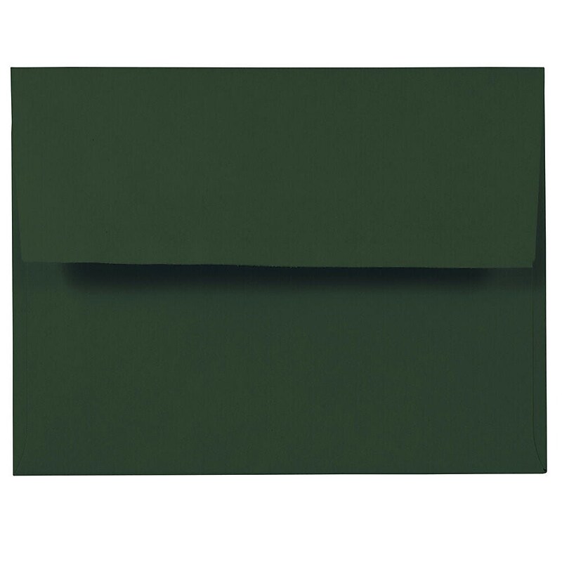 JAM Paper A2 Booklet Envelope 4 3/8" x 5 3/4", Dark Green, 100/Pack (1512744d) image 1