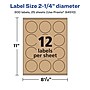 Avery Laser/Inkjet Multipurpose Circle Labels, 2.25" Dia, Kraft Brown, 300/Pack (94510)~#|#~3E88A334-34D7-4E62-BD95D9BB6625AD33_sc7