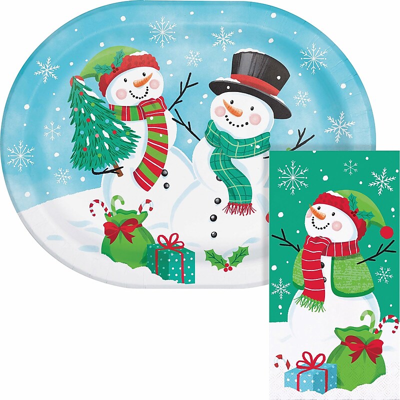 Say Hooray! Frosty Friends Paper Plates and Guest Towels Kit, Multicolored, 48/Pack (DTC9390E2H) image 1