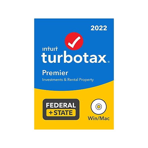 TurboTax Premier 2022 Federal + State for 1 User, Windows/Mac, CD/DVD