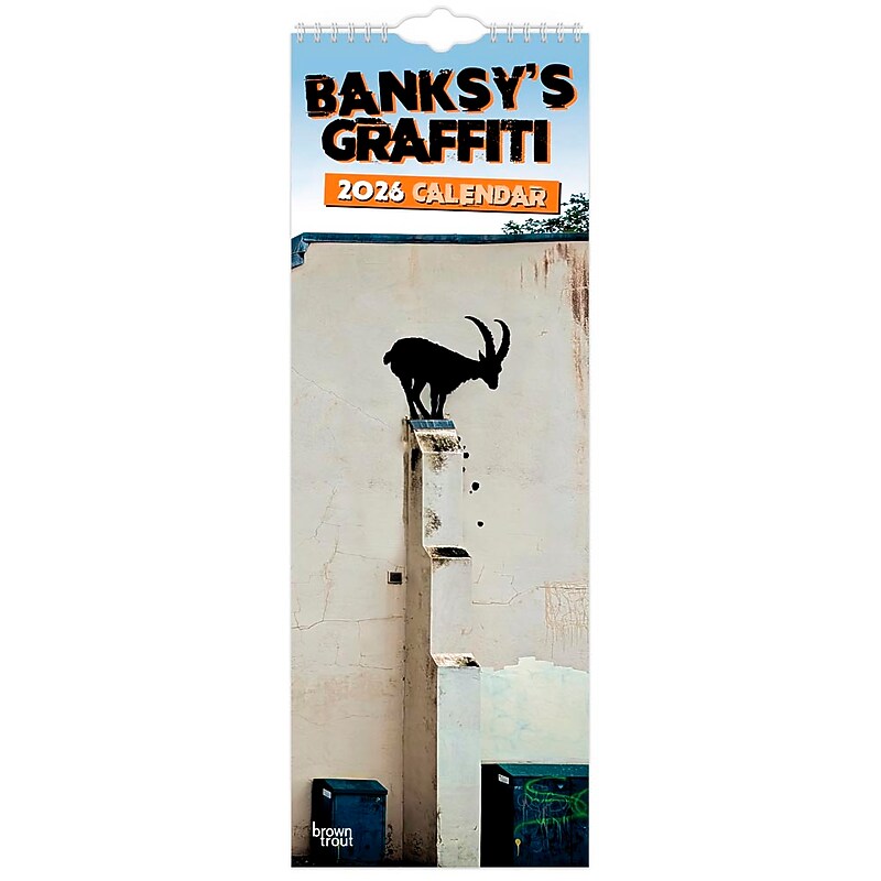 2026 BrownTrout Banksy's Graffiti 5.88" x 16.5" Monthly Wall Calendar (9798330701674) image 1