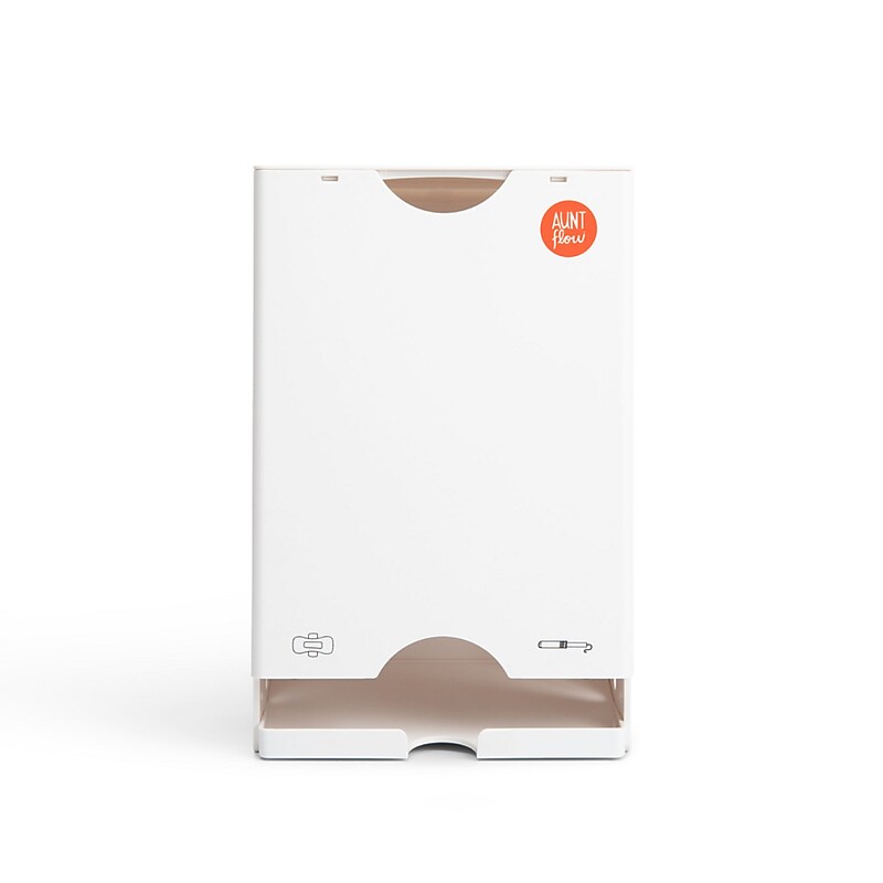Aunt Flow Sanitary Pad and Tampon Mini Dispenser, Surface Mounted, 5.7" x 4.2" x 7.2", White ABS Resin (DISP-MINI-1) image 1