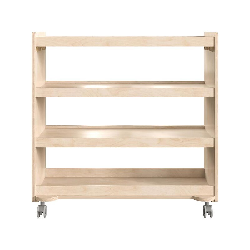 Flash Furniture Bright Beginnings Mobile 3-Section Storage Cart, 31.5"H x 31.5"W x 15.75"D, Brown (MK-KE24114-GG) image 1