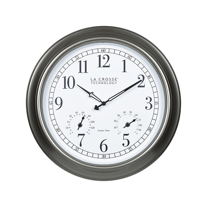 La Crosse Technology Atomic Analog Clock with Temperature and Humidity, 18"Dia. (404-00237) image 1